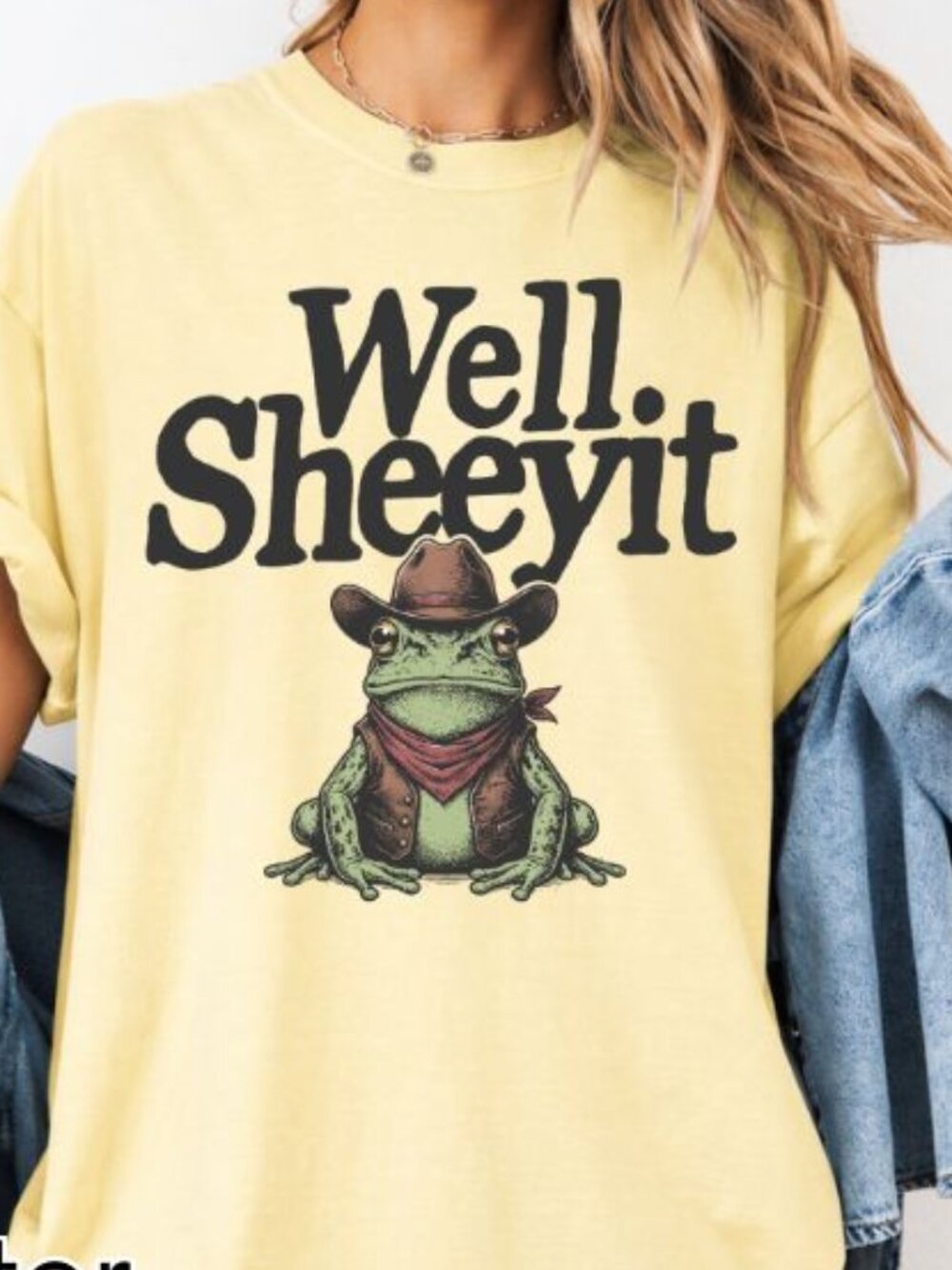 NEW Funny Well Sheeyit Cowboy Frog Graphic Tee Short Sleeve T-Shirt for Women